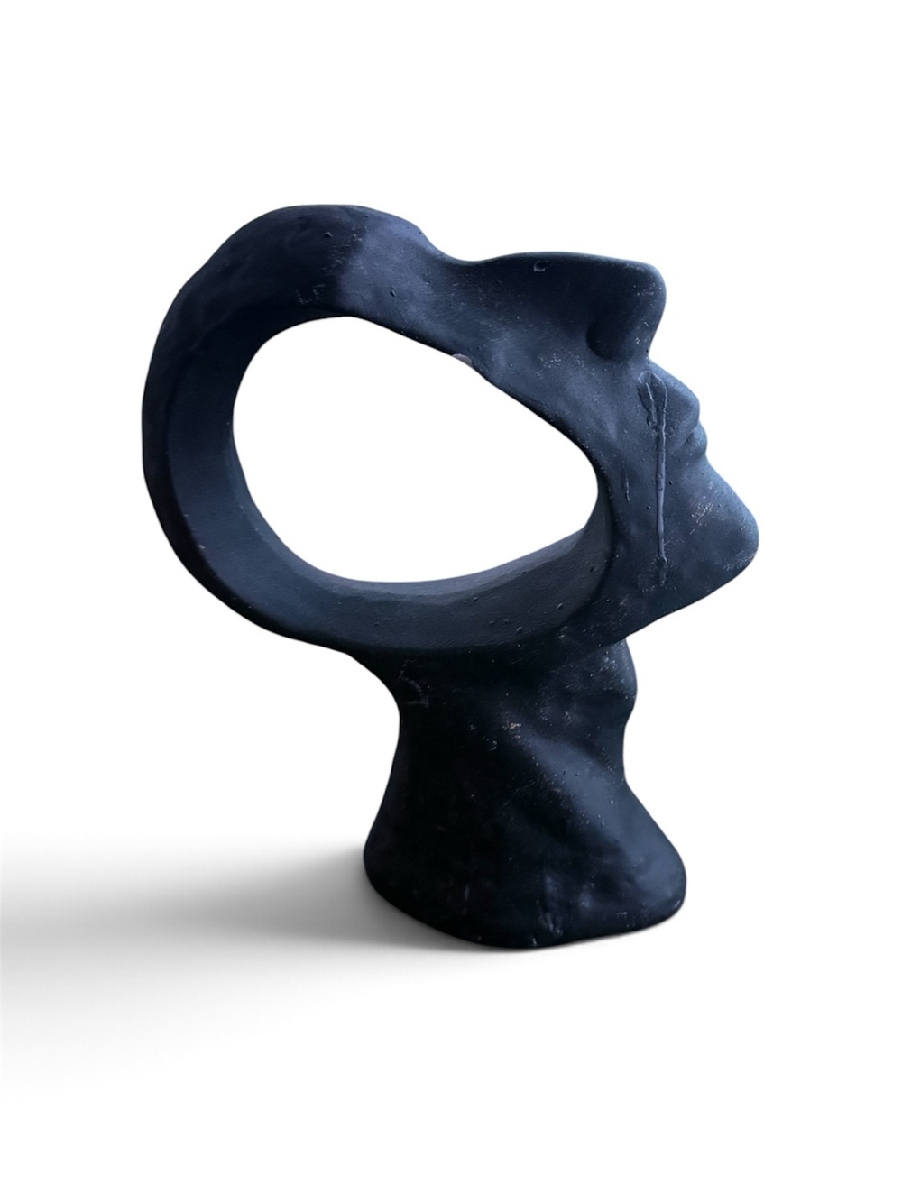 11” Black Abstract Face Sculpture Modern Contemporary Tabletop Decor